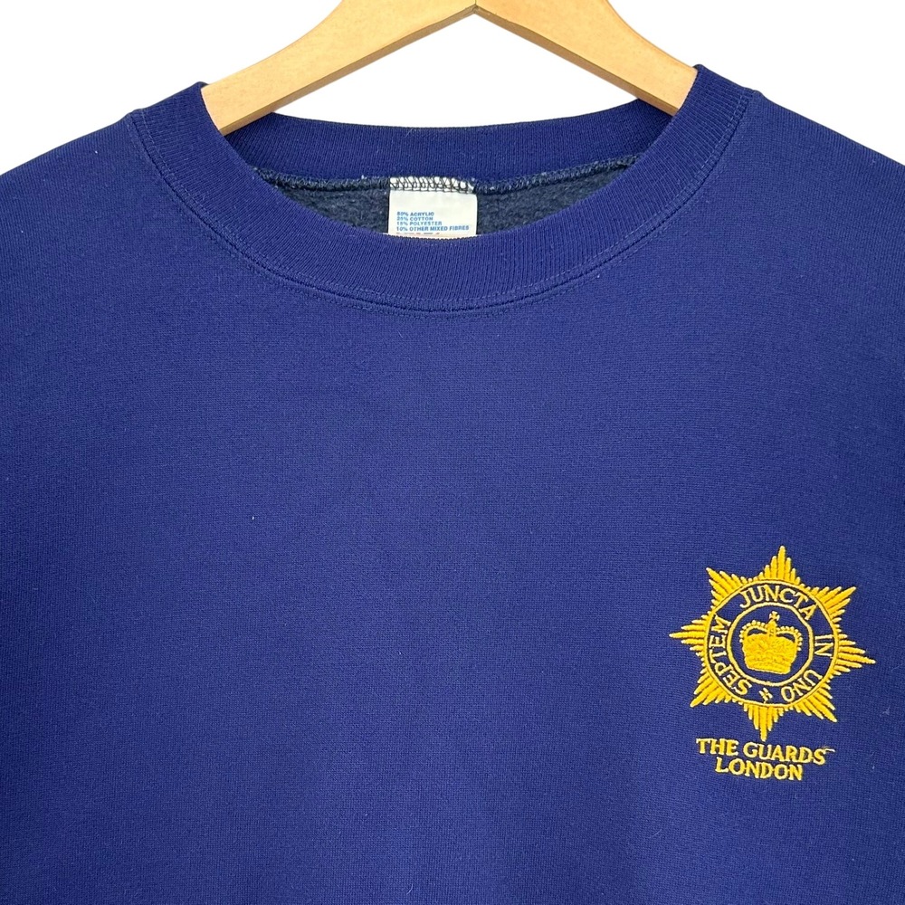 VTG The Guards London Crewneck Sweatshirt Septem Juncta In Uno Blue 2XL England